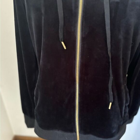 White Mark black velour zip up hoodie with gold zipper L - Picture 10 of 12